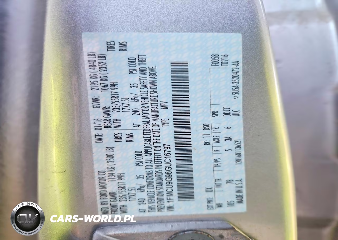 2016 Ford Escape Se VIN:1FMCU9G96GUC16797 - 12