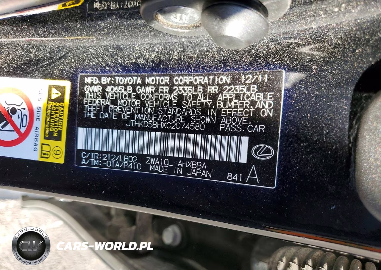 2012 Lexus Ct 200 VIN:JTHKD5BHXC2074580 - 12