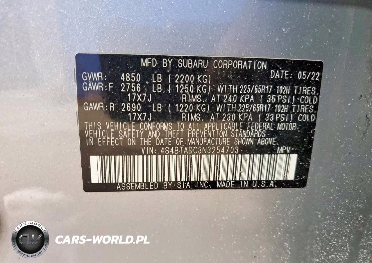 2022 Subaru Outback Premium VIN:4S4BTADC3N3254703 - 13