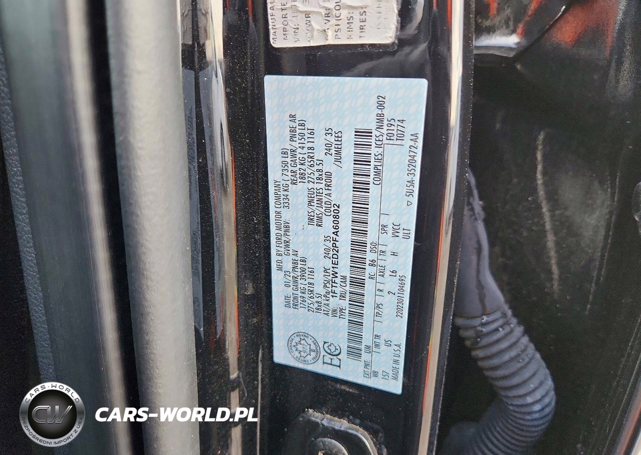 2023 Ford F150 Supercrew VIN:1FTFW1ED2PFA60802 - 12