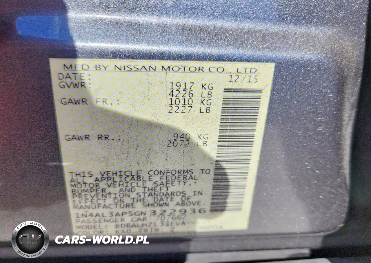 2016 Nissan Altima 2.5 VIN:1N4AL3AP5GN322936 - 12