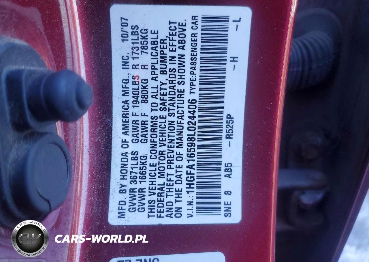2008 Honda Civic Lx VIN:1HGFA16598L024406 - 12