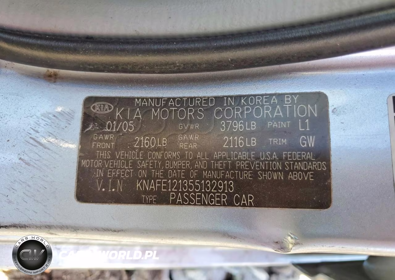 2005 Kia Spectra Lx VIN:KNAFE121355132913 - 12