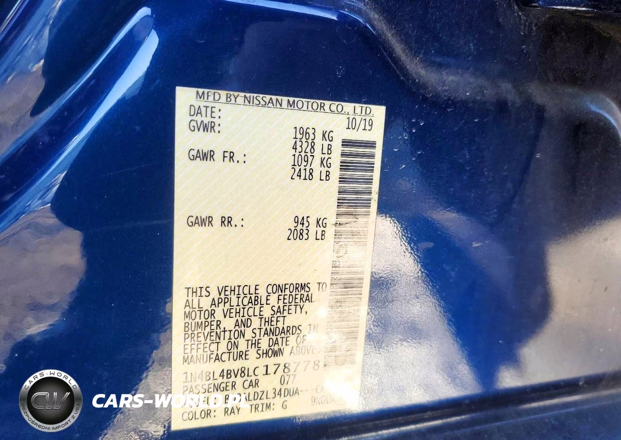 2020 Nissan Altima 2.5 S VIN:1N4BL4BV8LC178778 - 12