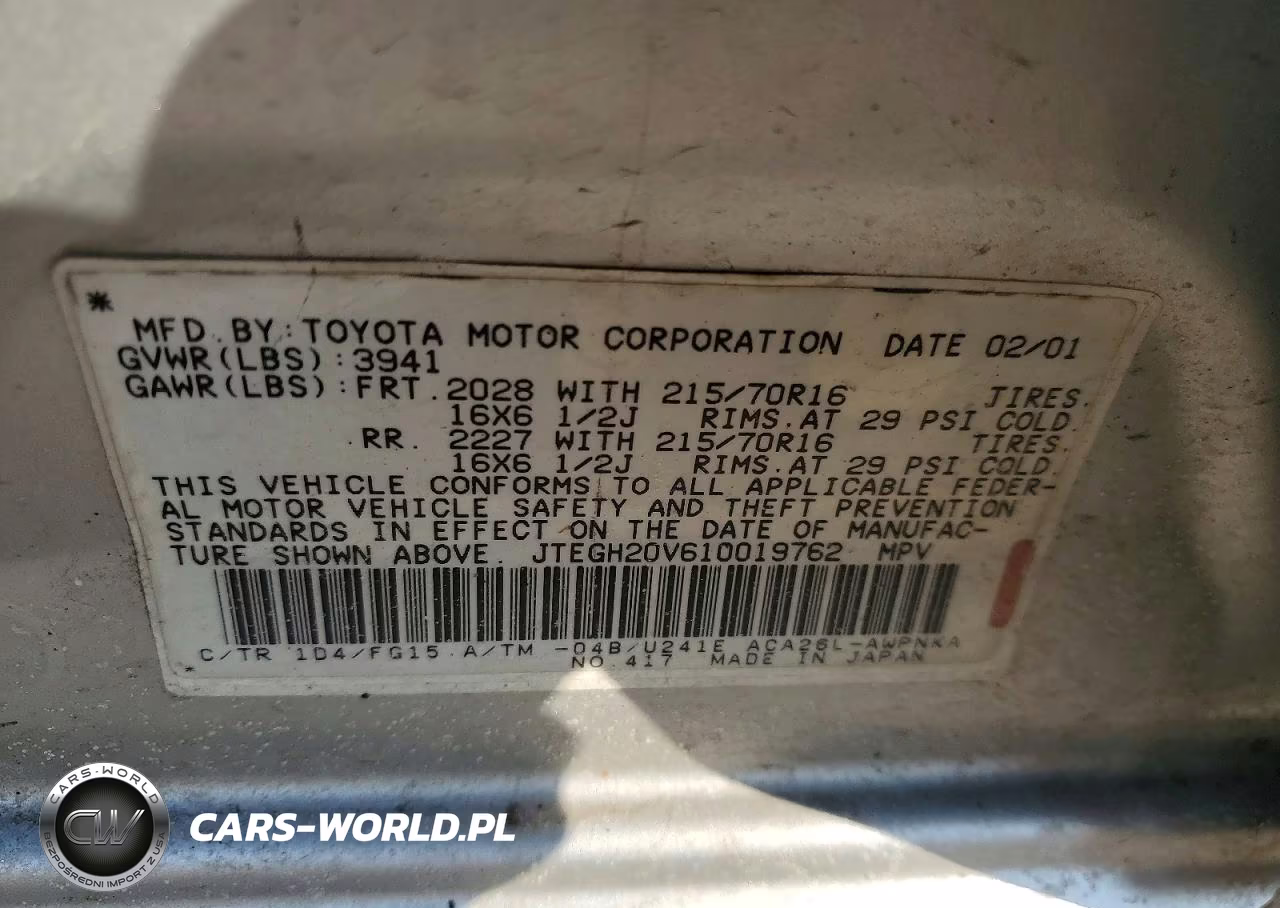 2001 Toyota Rav4 VIN:JTEGH20V610019762 - 12