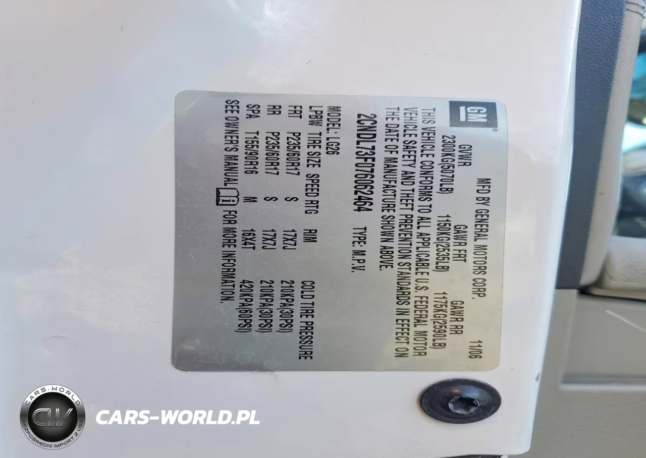 2007 Chevrolet Equinox VIN:2CNDL73F076062464 - 13