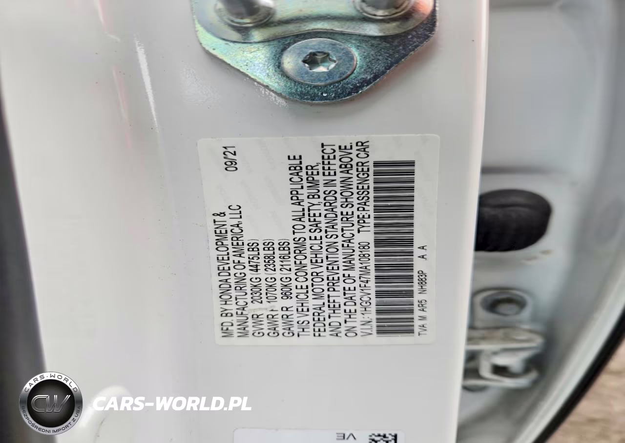 2021 Honda Accord Sport Se VIN:1HGCV1F47MA108180 - 12