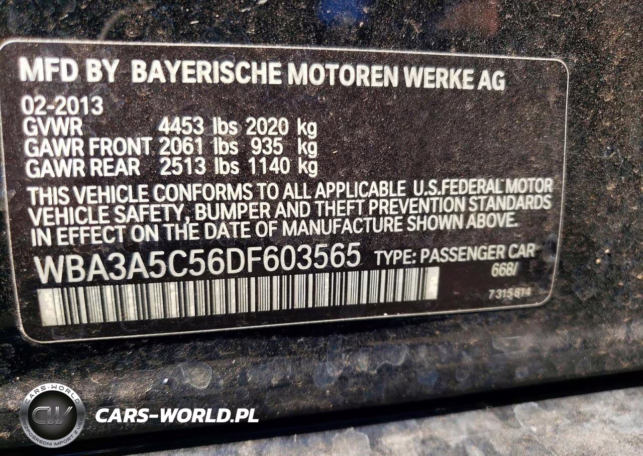 2013 BMW 328 I VIN:WBA3A5C56DF603565 - 12