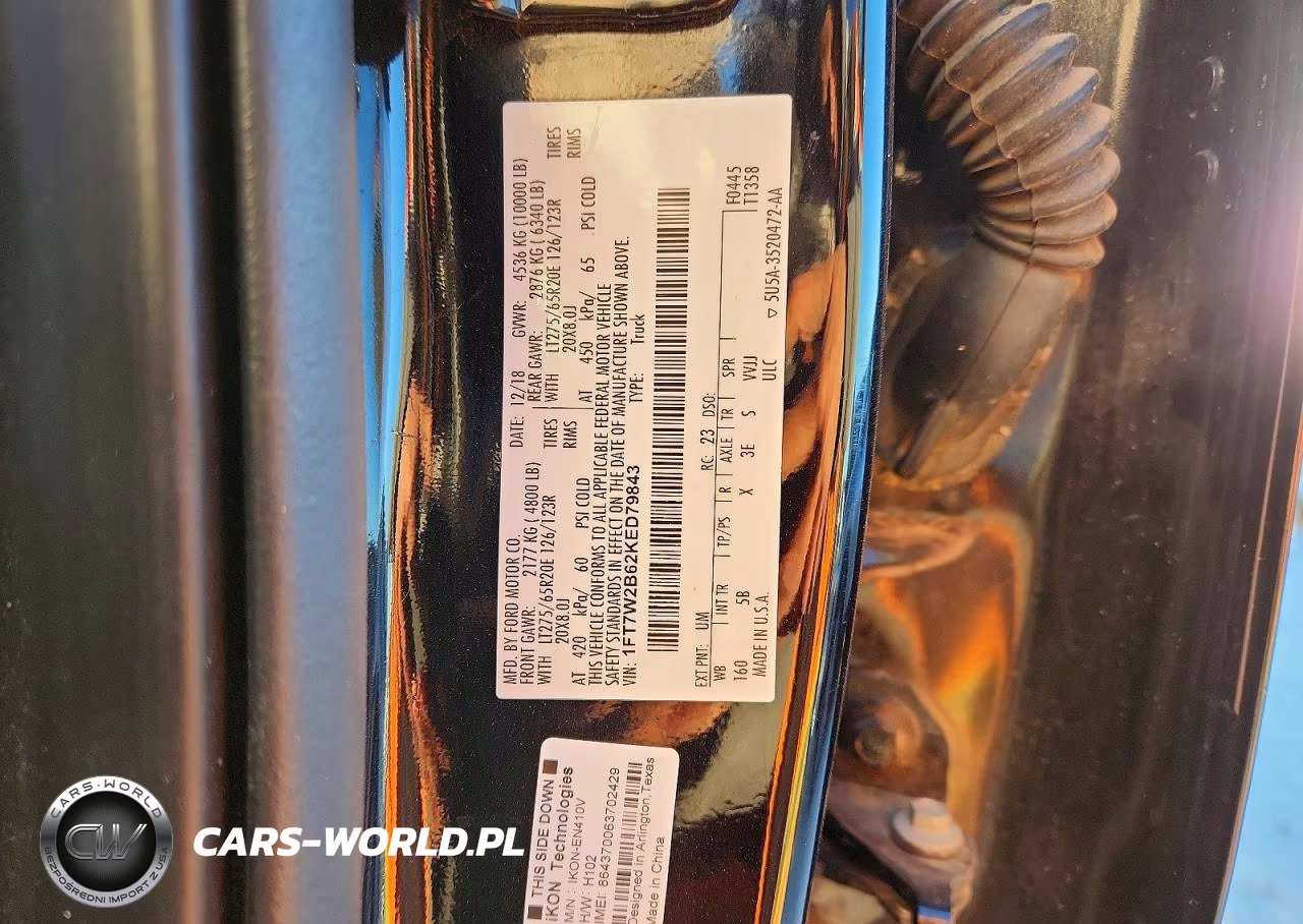 2019 Ford F250 Super Duty VIN:1FT7W2B62KED79843 - 12