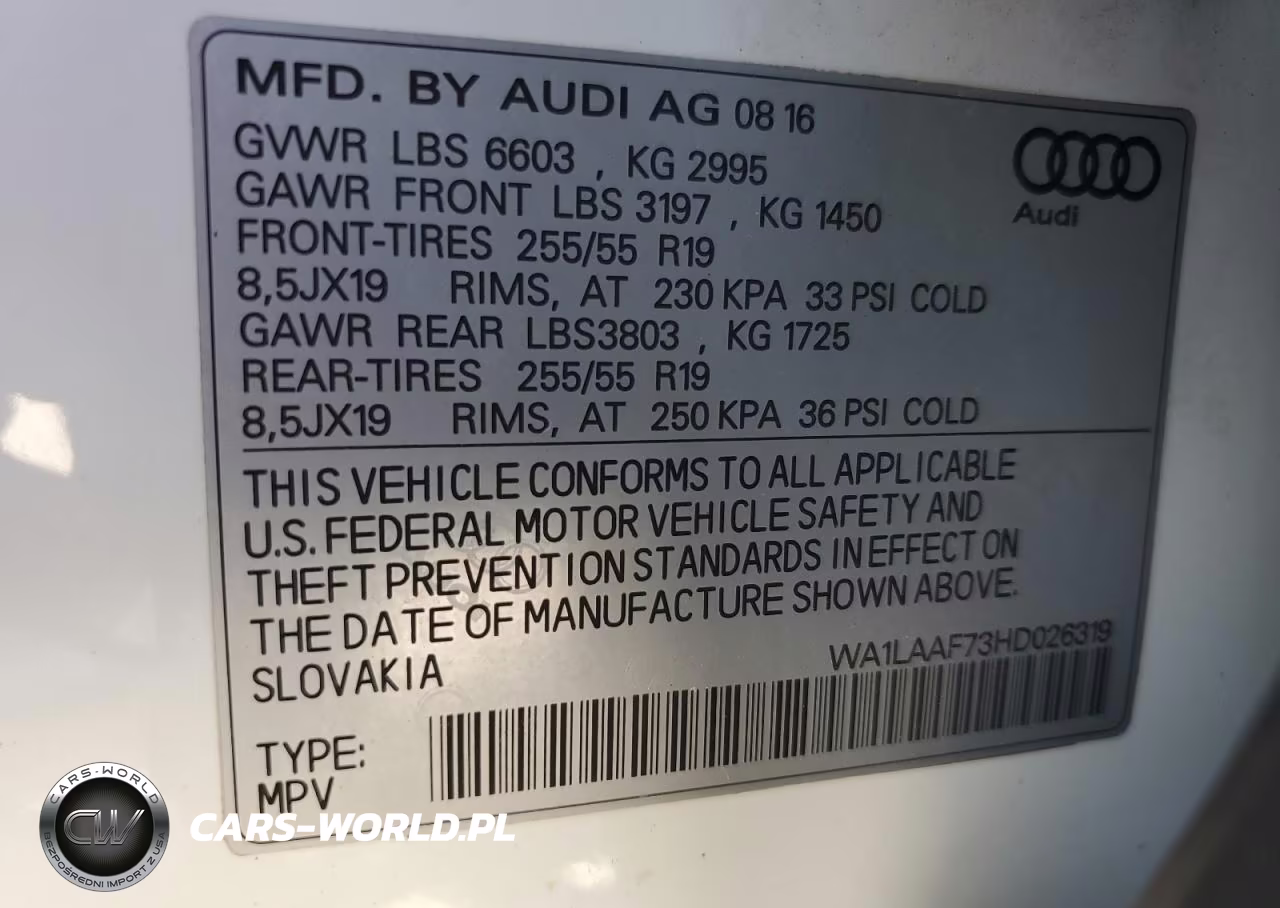 2017 Audi Q7 Premium Plus VIN:WA1LAAF73HD026319 - 13