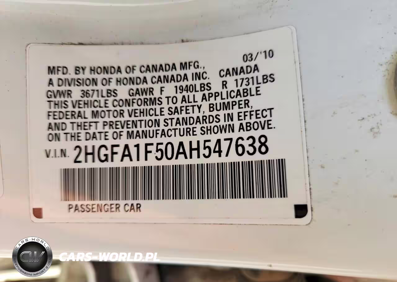 2010 Honda Civic Lx VIN:2HGFA1F50AH547638 - 12
