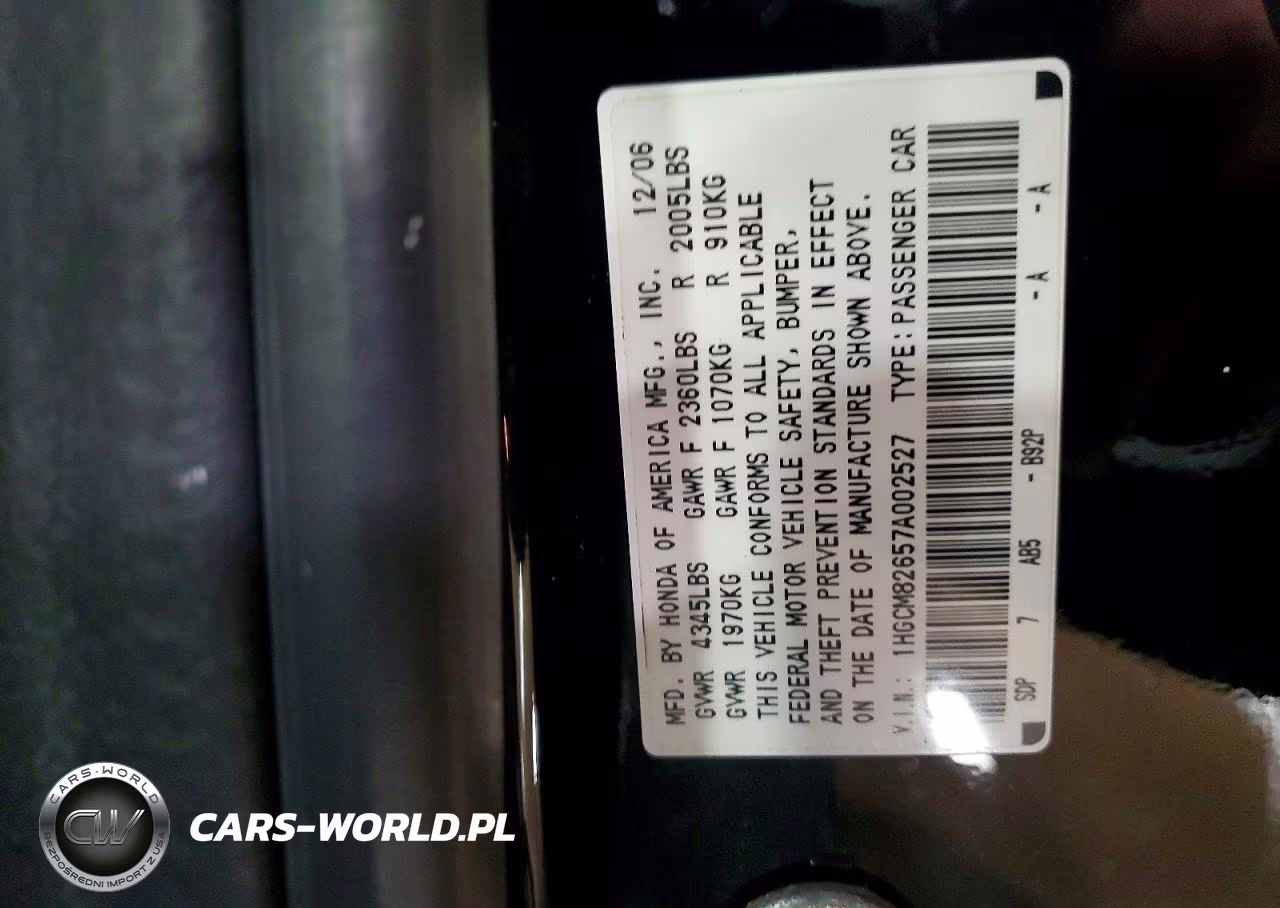 2007 Honda Accord Ex VIN:1HGCM82657A002527 - 13