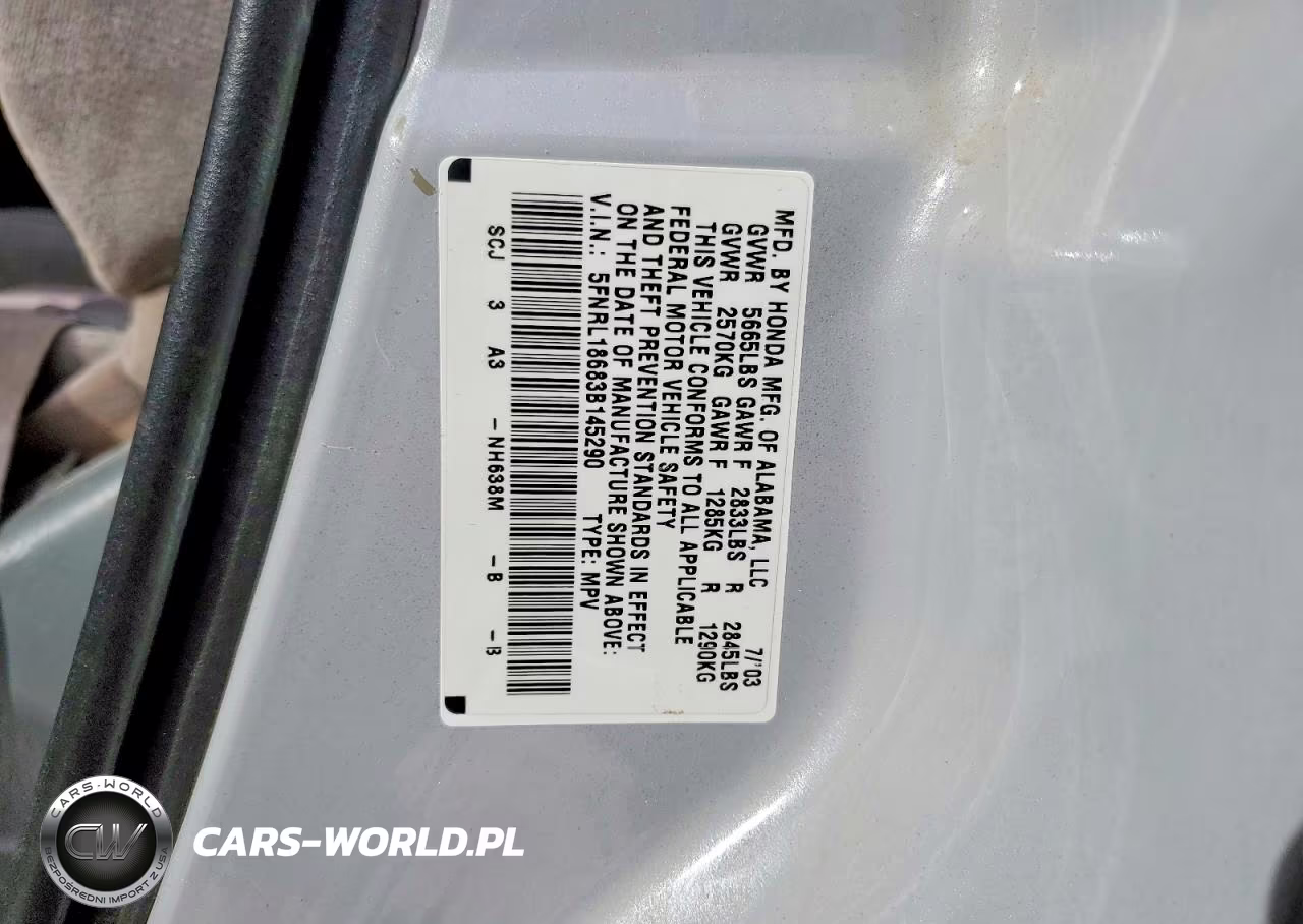 2003 Honda Odyssey Ex VIN:5FNRL18683B145290 - 14