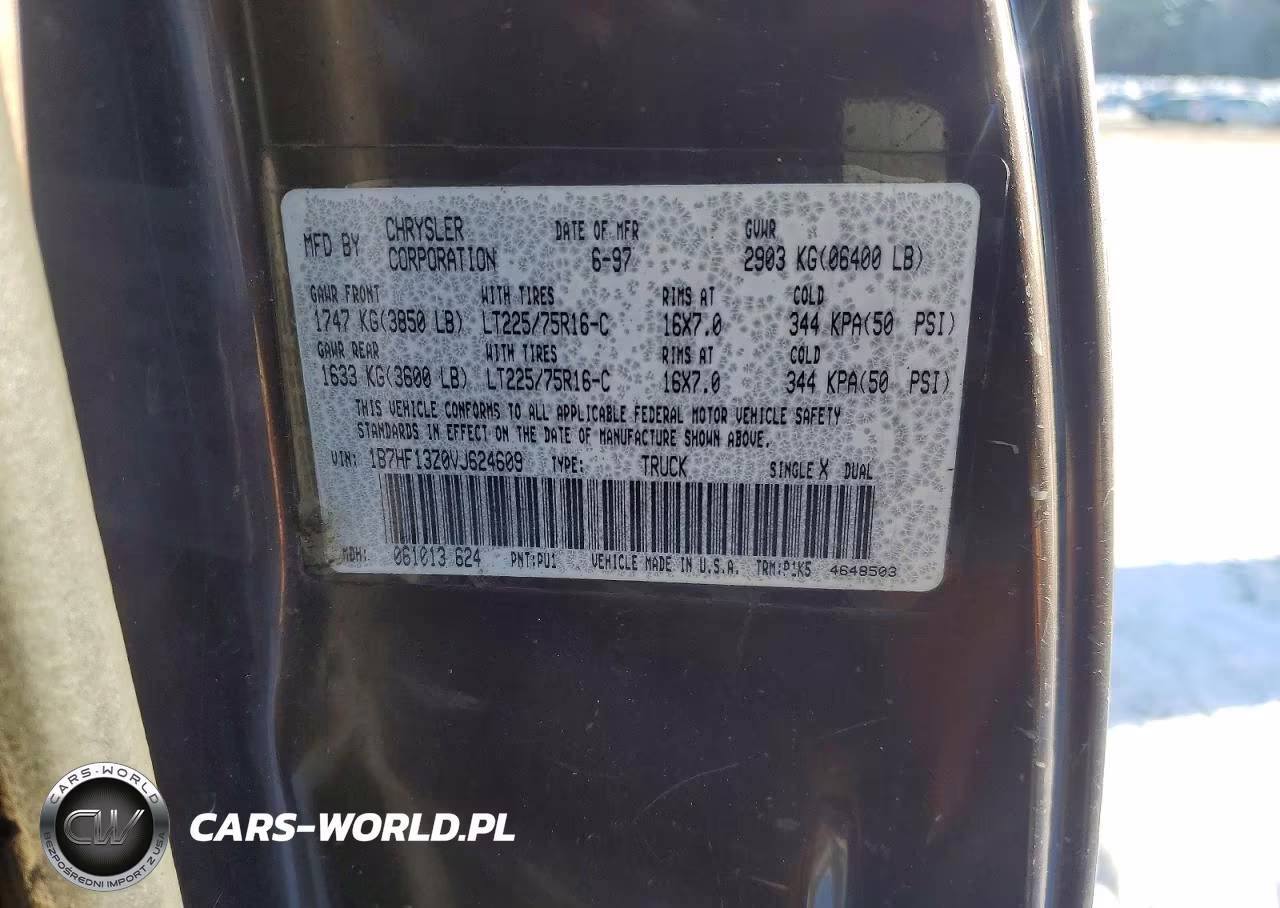 1997 Dodge Ram 1500 VIN:1B7HF13Z0VJ624609 - 12