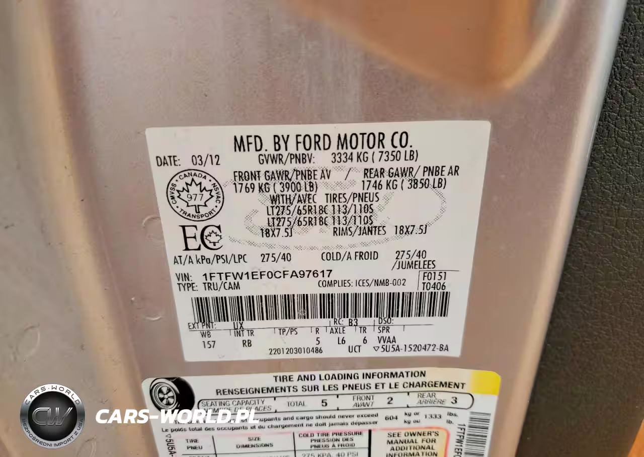 2012 Ford F150 Supercrew VIN:1FTFW1EF0CFA97617 - 13