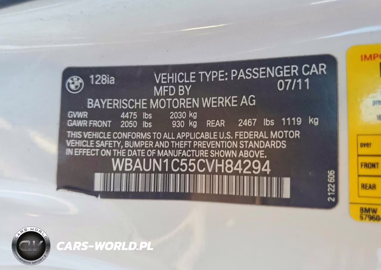 2012 BMW 128 I VIN:WBAUN1C55CVH84294 - 12