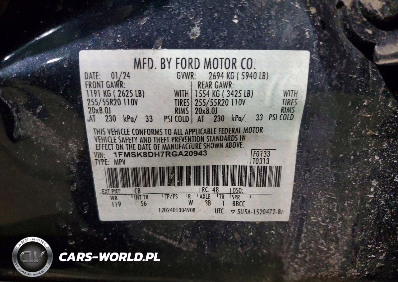 2024 Ford Explorer Xlt VIN:1FMSK8DH7RGA20943 - 13