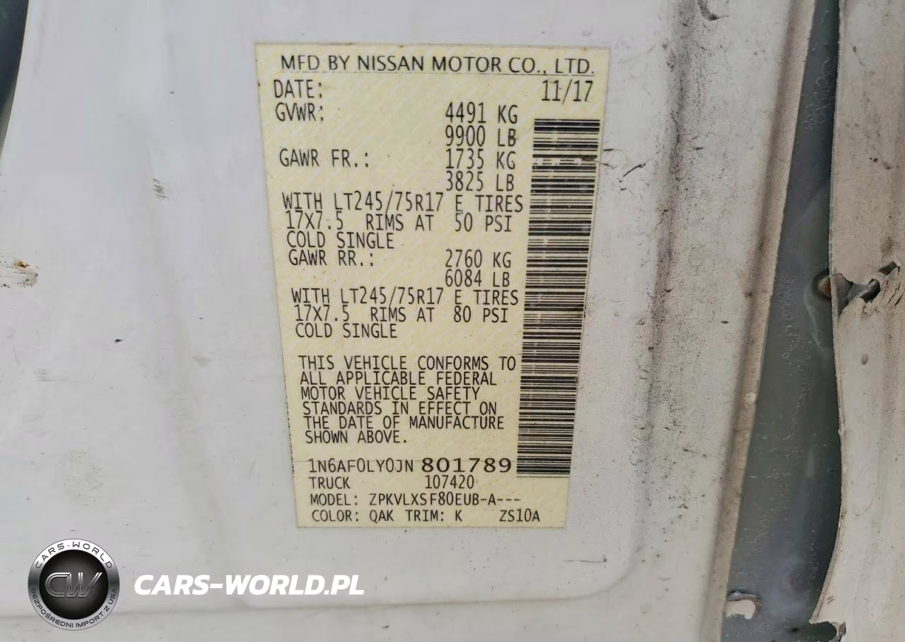 2018 Nissan Nv 2500 S VIN:1N6AF0LY0JN801789 - 13