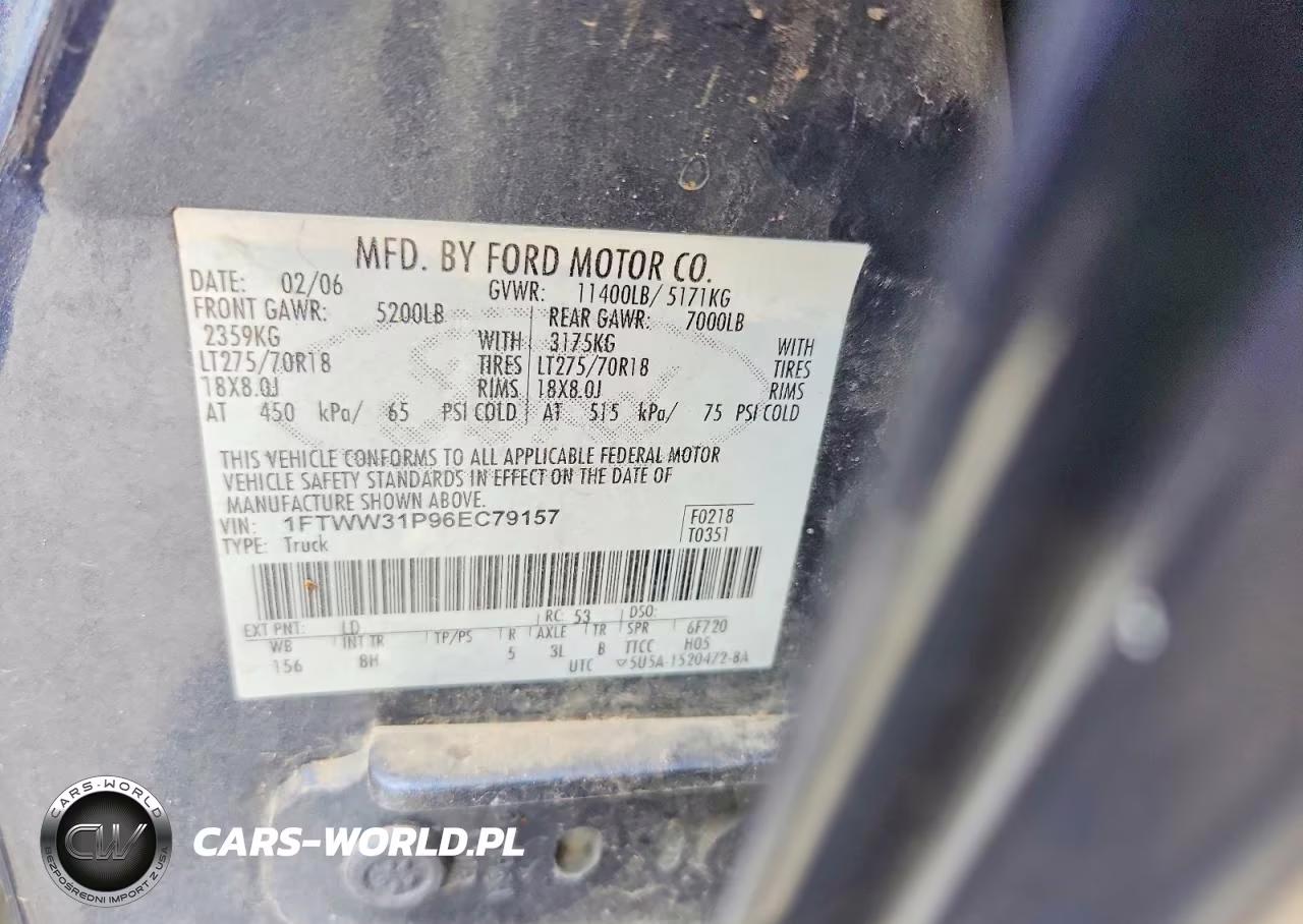 2006 Ford F350 Srw Super Duty VIN:1FTWW31P96EC79157 - 13