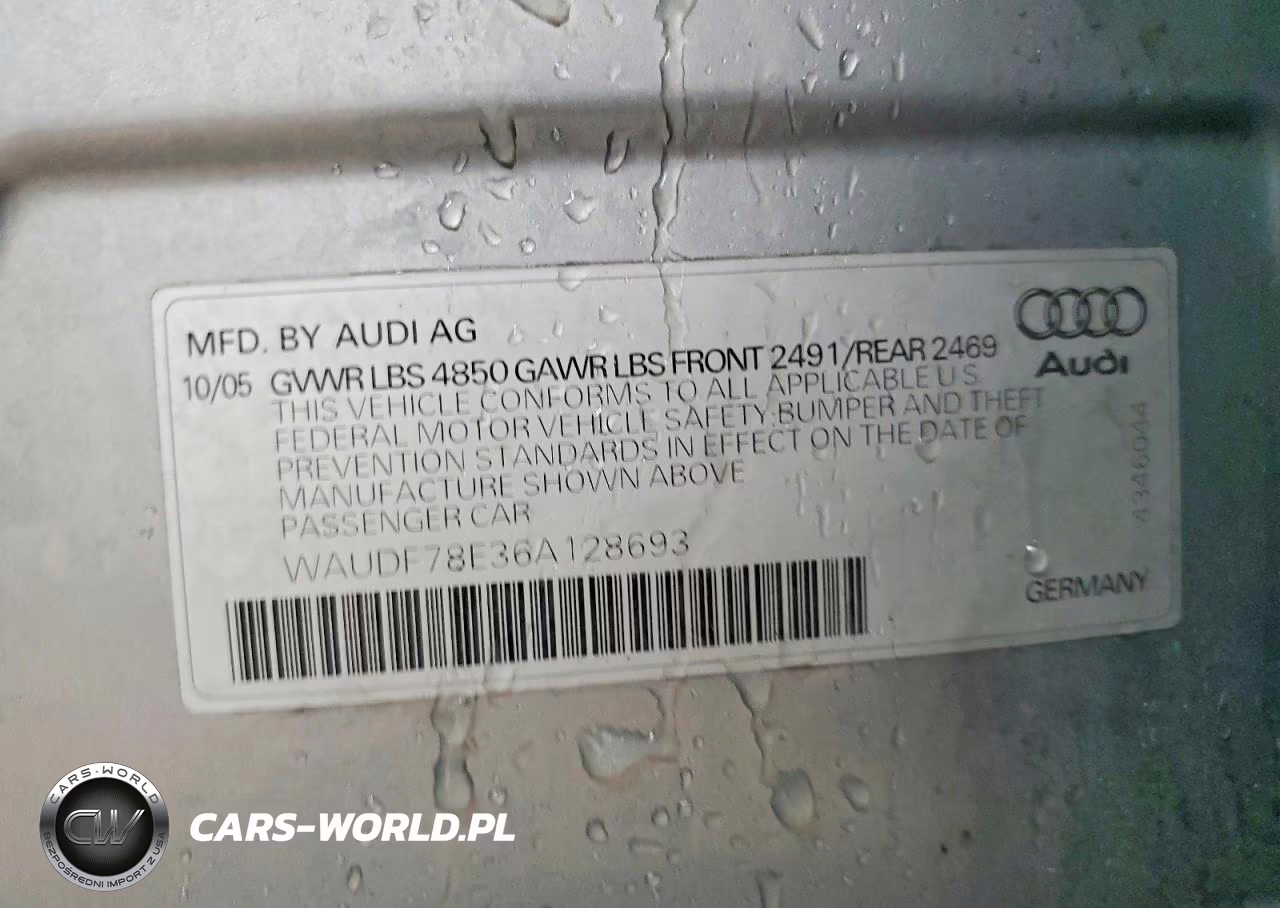 2006 Audi A4 2.0T Quattro VIN:WAUDF78E36A128693 - 12