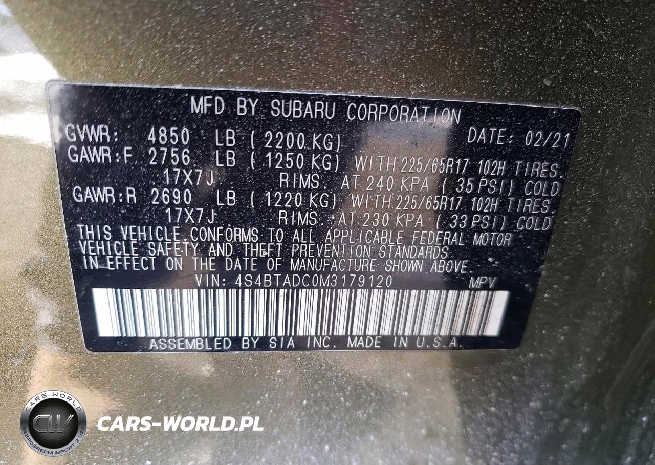 2021 Subaru Outback Premium VIN:4S4BTADC0M3179120 - 13