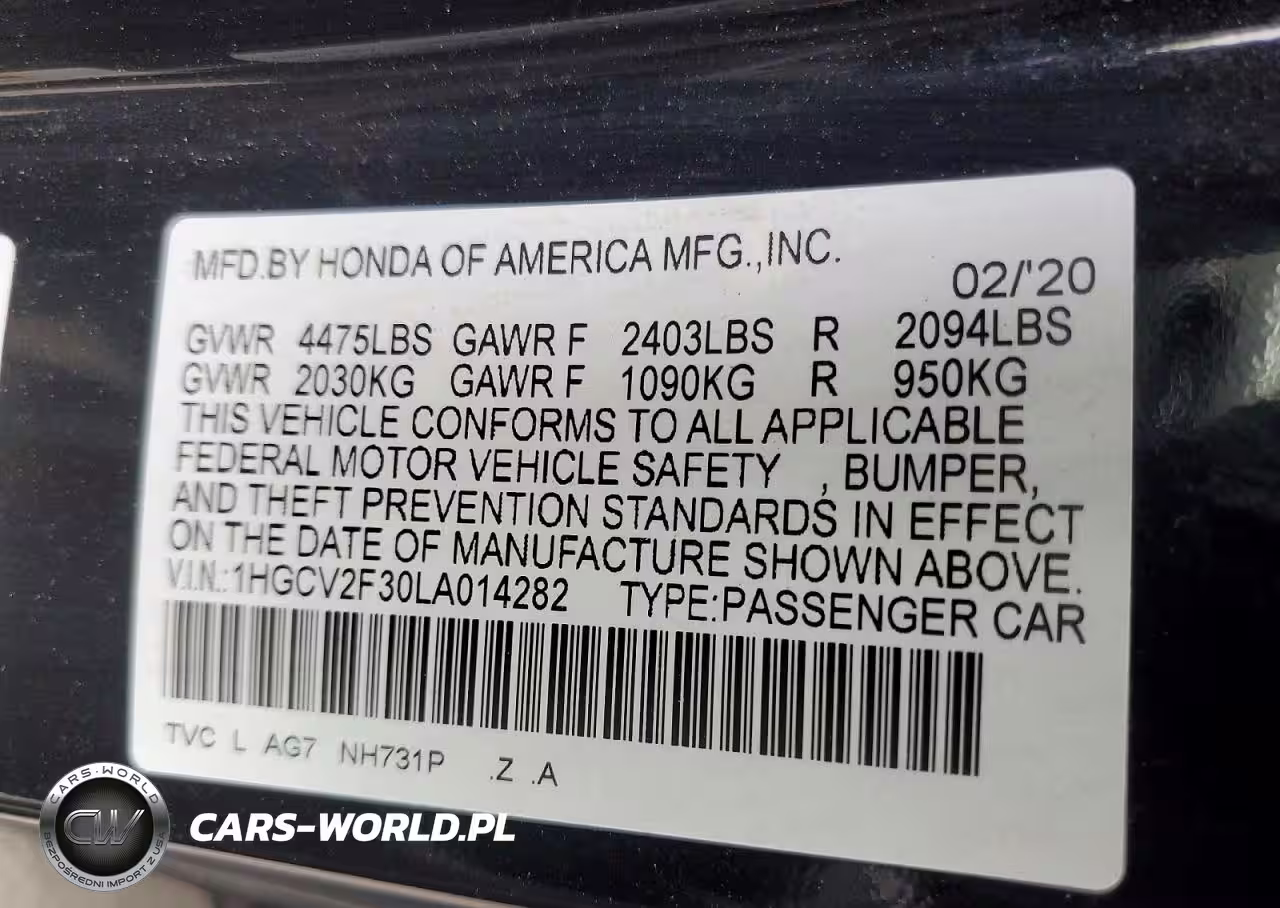 2020 Honda Accord Sport VIN:1HGCV2F30LA014282 - 13