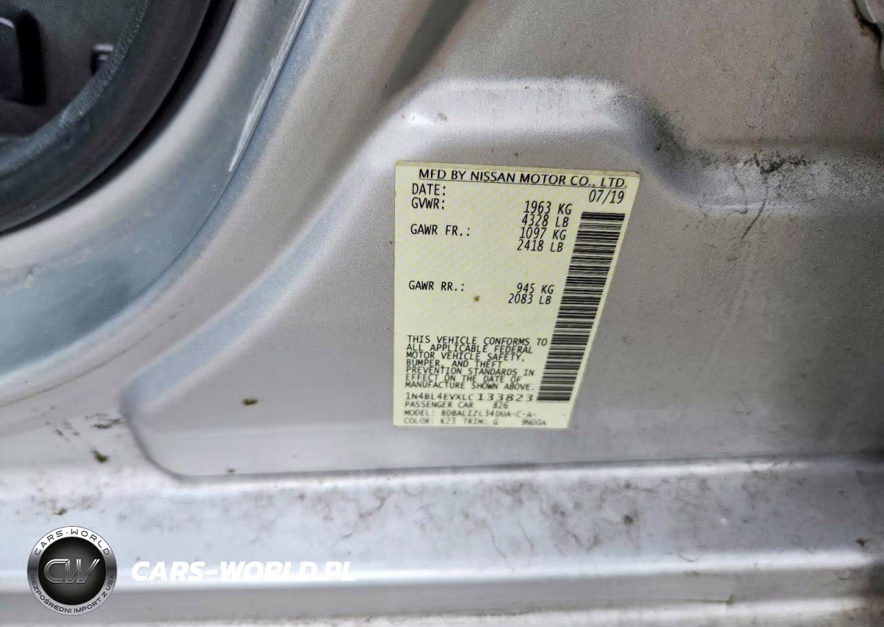 2020 Nissan Altima Sl VIN:1N4BL4EVXLC133823 - 12