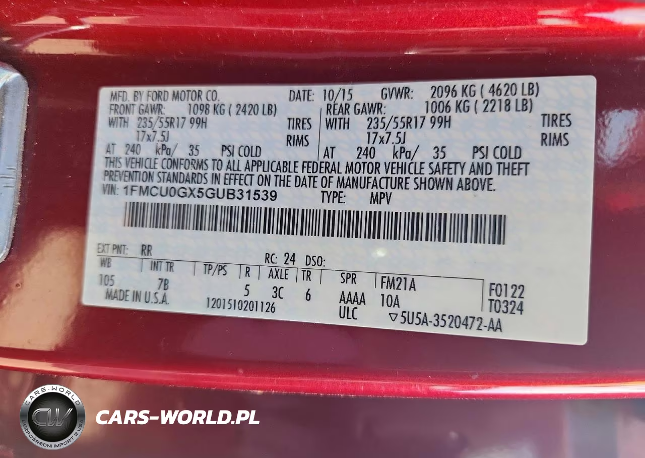 2016 Ford Escape VIN:1FMCU0GX5GUB31539 - 13