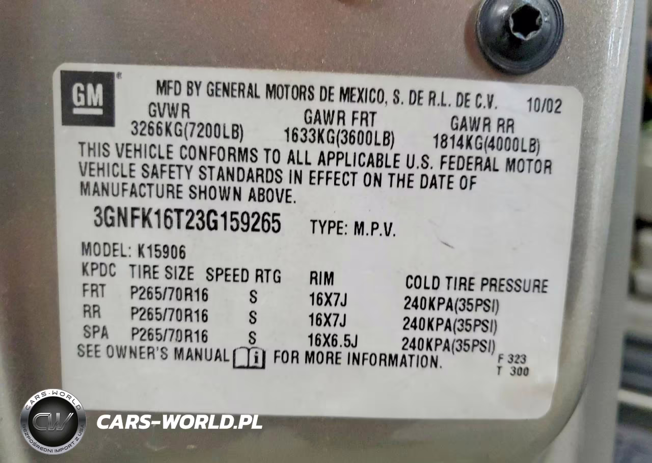 2003 Chevrolet Suburban VIN:3GNFK16T23G159265 - 13
