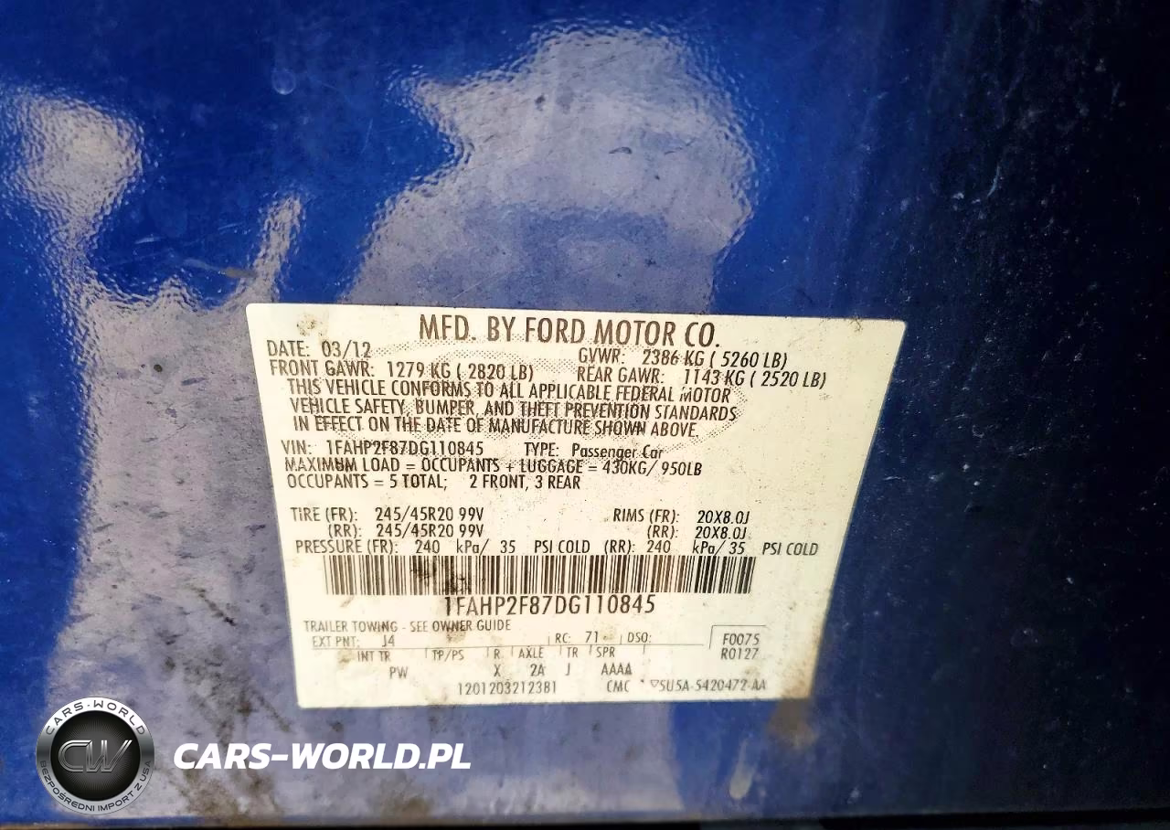 2013 Ford Taurus Limited VIN:1FAHP2F87DG110845 - 12