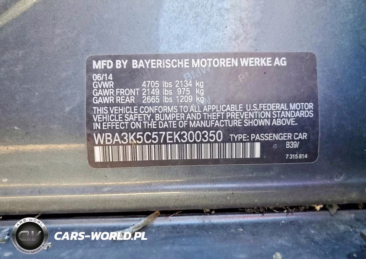 2014 BMW 328 D xDrive VIN:WBA3K5C57EK300350 - 12