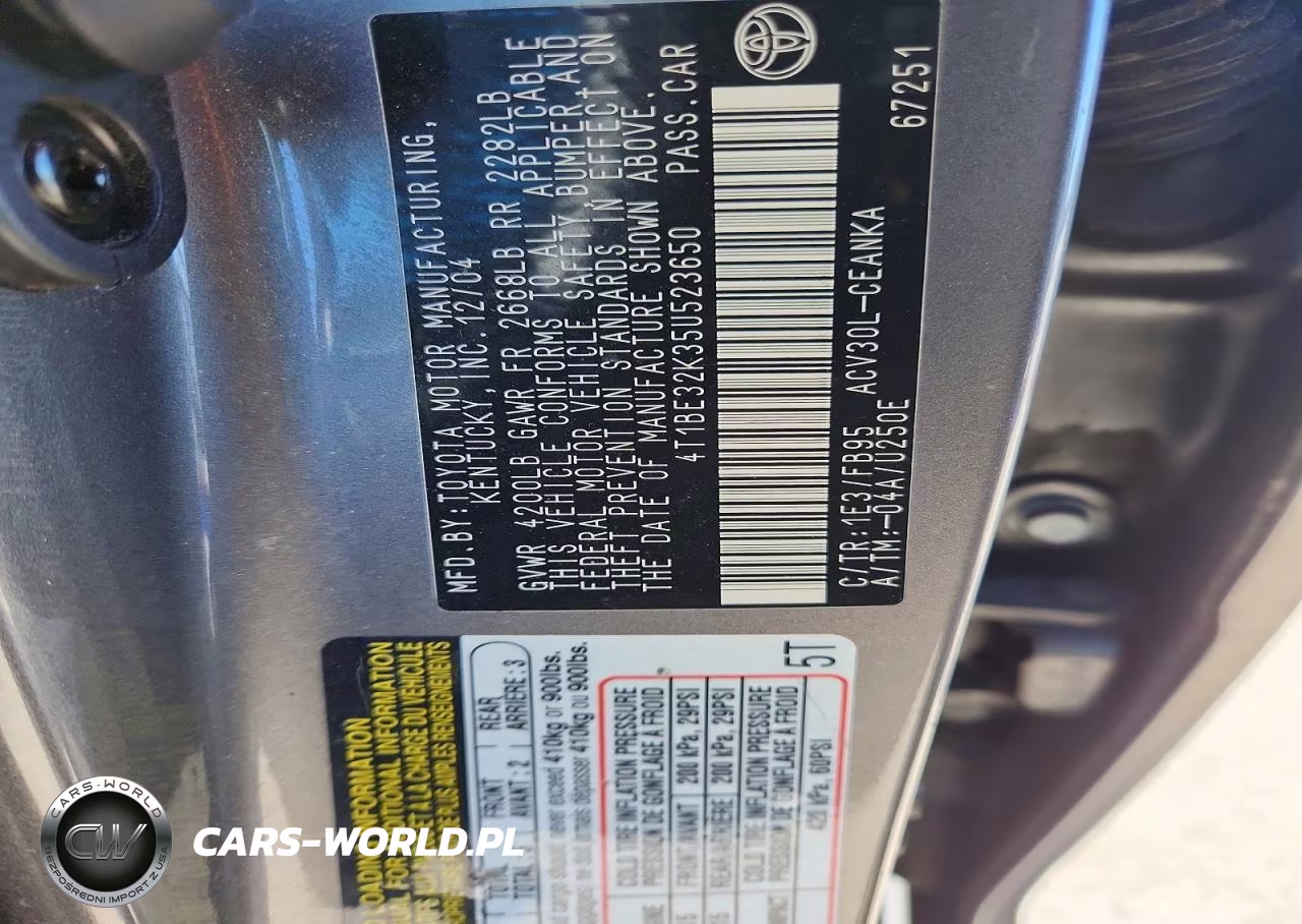 2005 Toyota Camry Le VIN:4T1BE32K35U523650 - 13