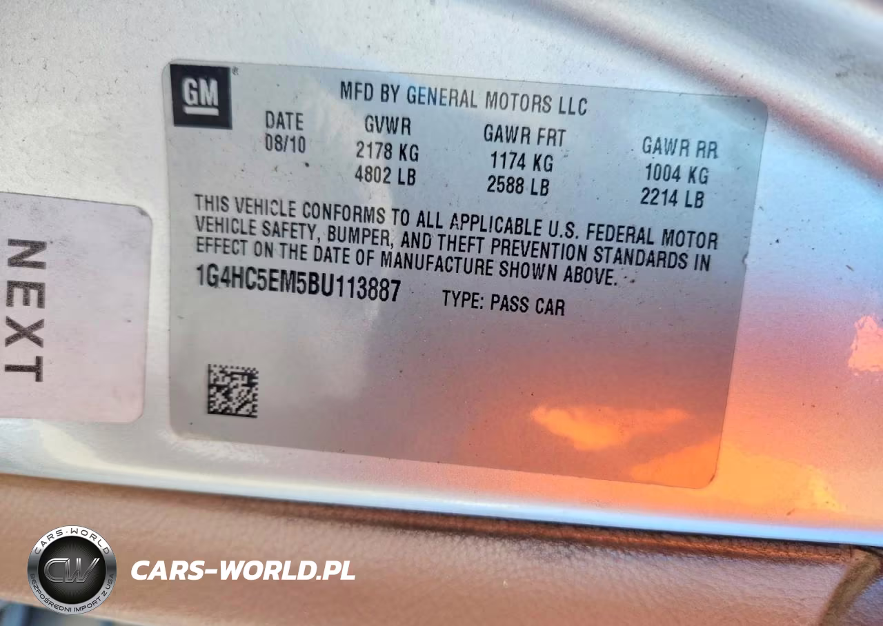 2011 Buick Lucerne Cxl VIN:1G4HC5EM5BU113887 - 13