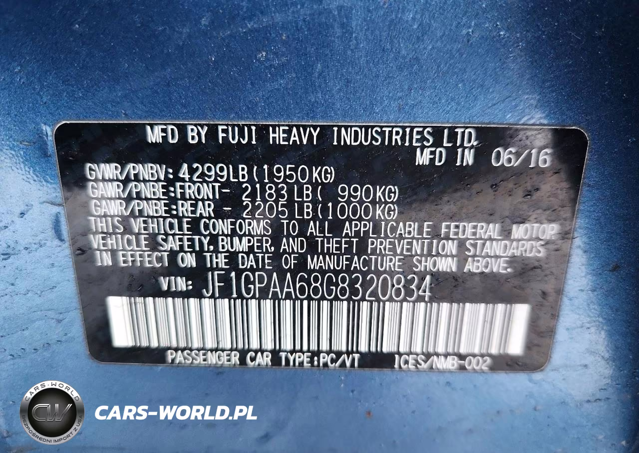 2016 Subaru Impreza VIN:JF1GPAA68G8320834 - 12