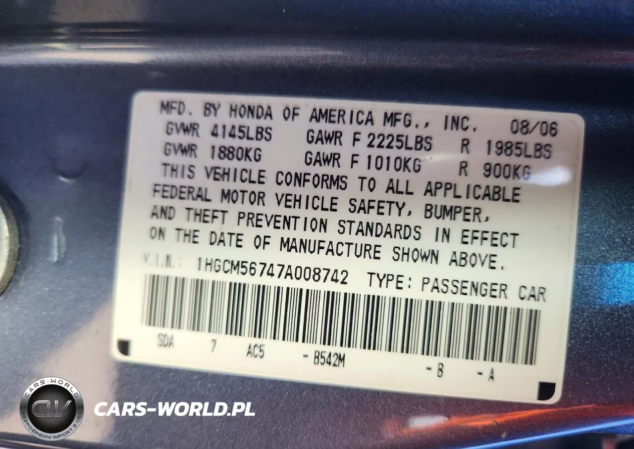 2007 Honda Accord Ex VIN:1HGCM56747A008742 - 12