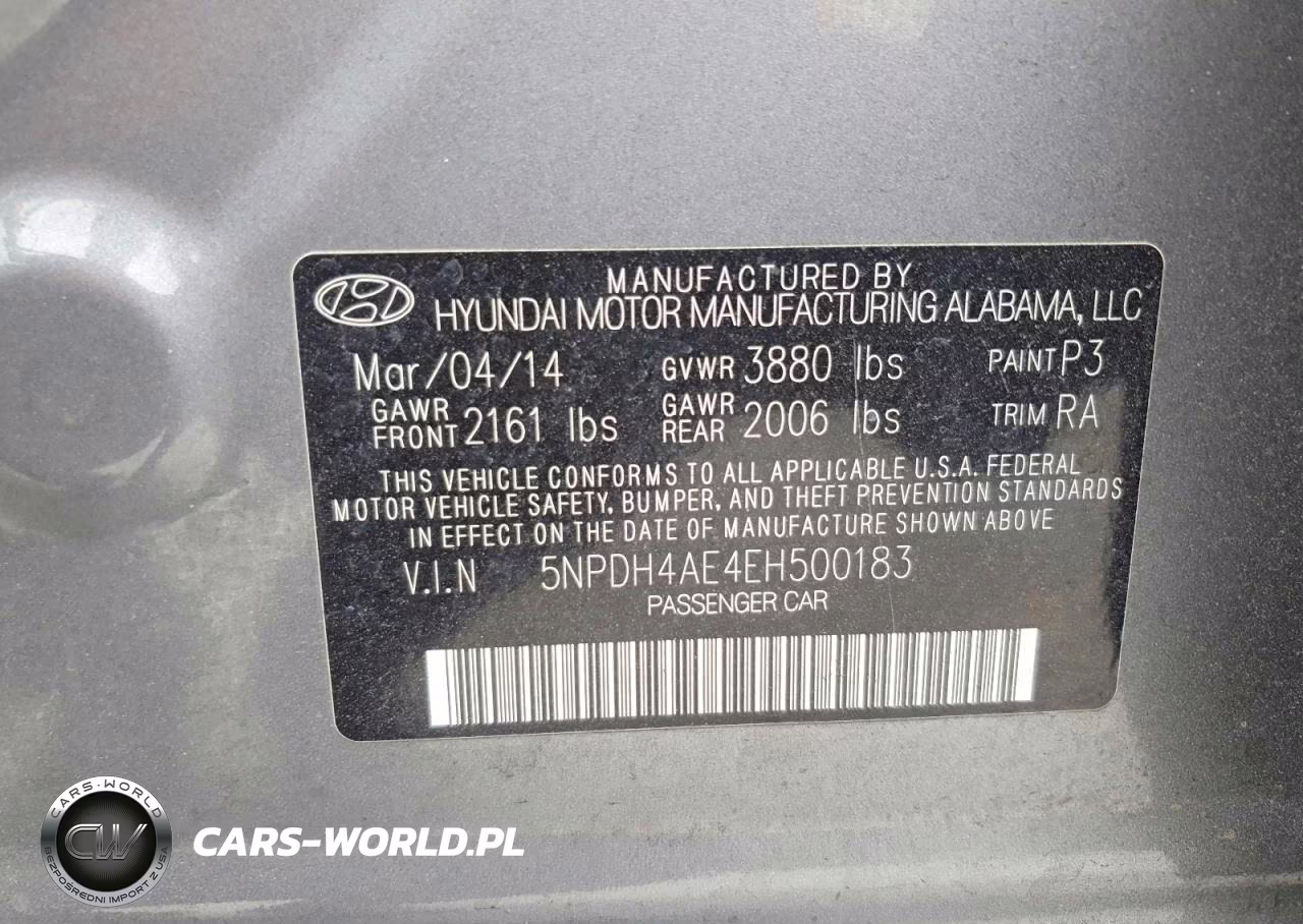 2014 Hyundai Elantra Limited VIN:5NPDH4AE4EH500183 - 12