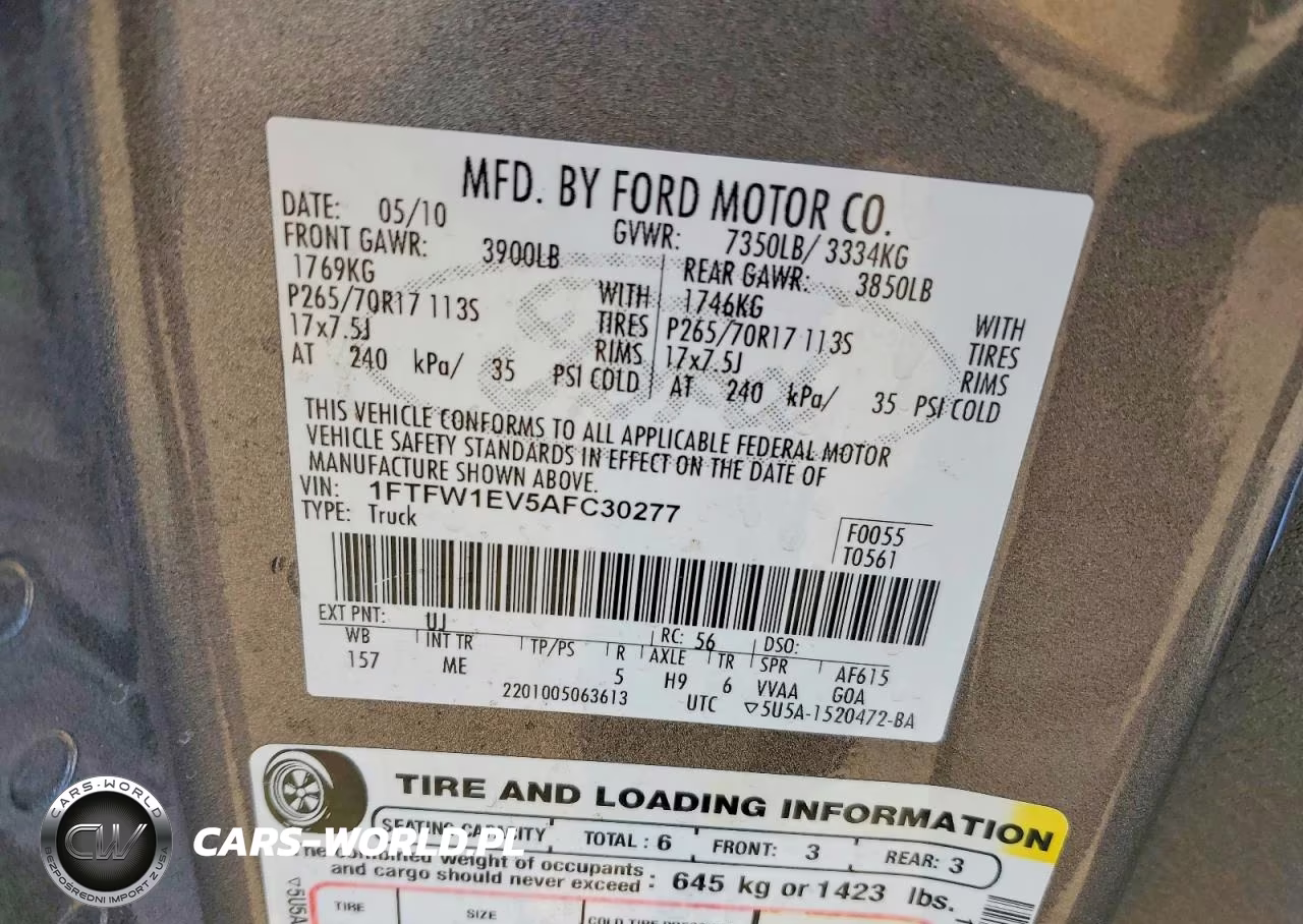 2010 Ford F150 Supercrew VIN:1FTFW1EV5AFC30277 - 12