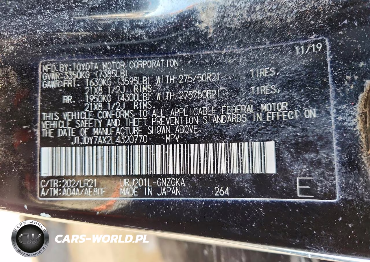 2020 Lexus Lx 570 VIN:JTJDY7AX2L4320770 - 13