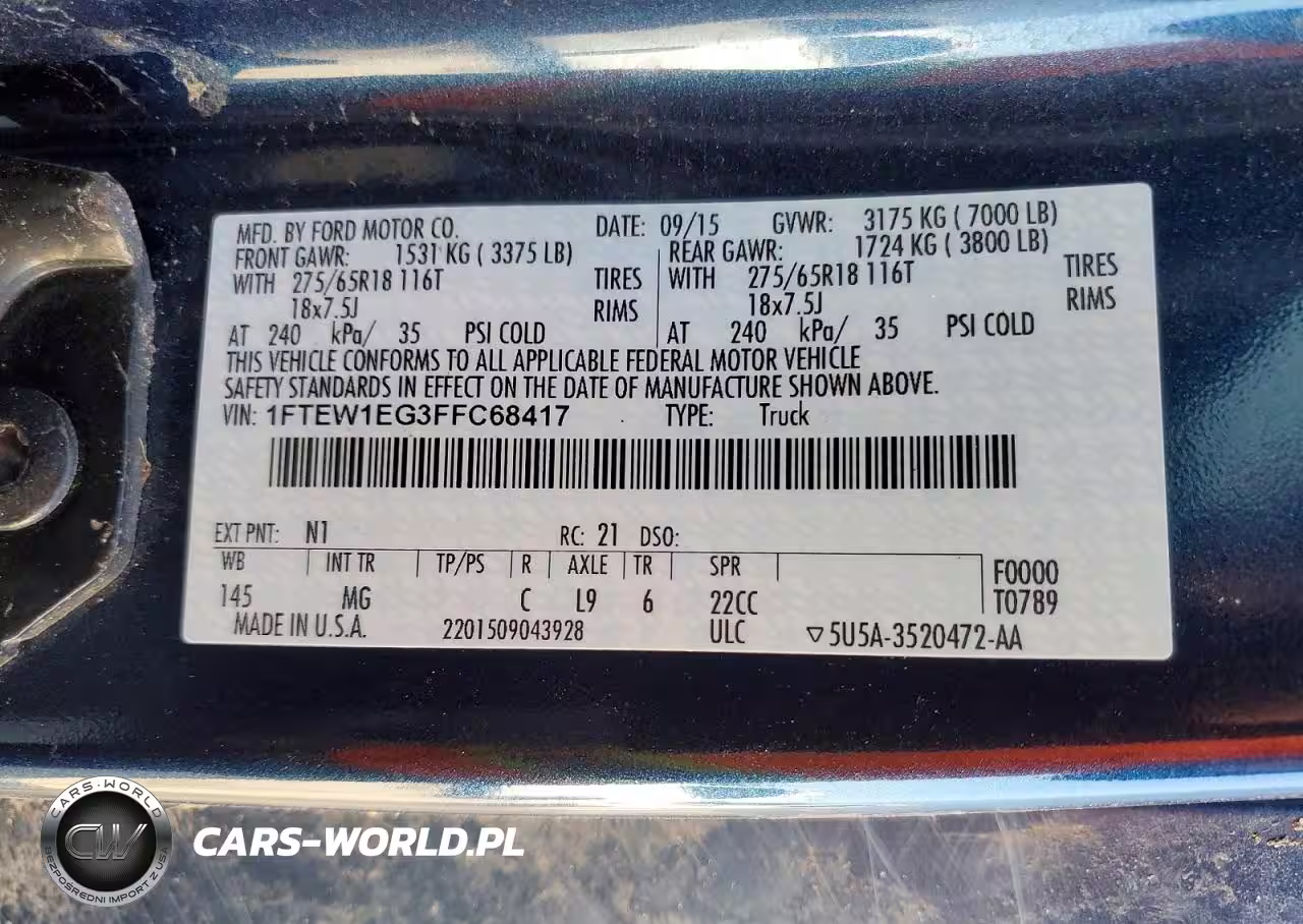 2015 Ford F150 Supercrew VIN:1FTEW1EG3FFC68417 - 12