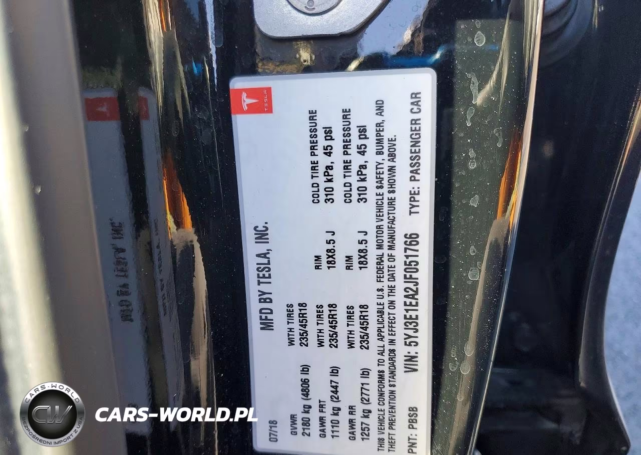 2018 Tesla Model 3 VIN:5YJ3E1EA2JF051766 - 12