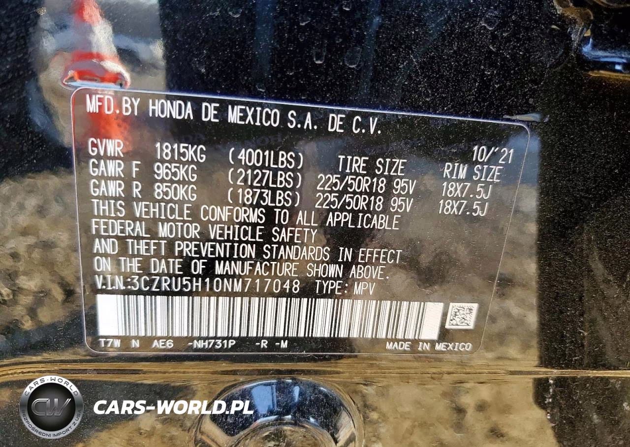 2022 Honda Hr-V Sport VIN:3CZRU5H10NM717048 - 13