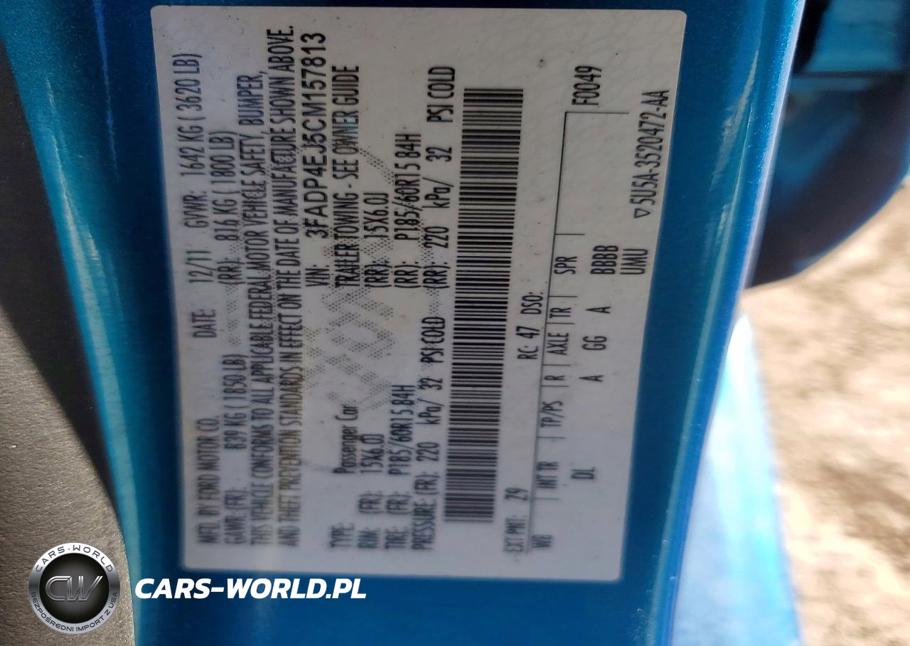 2012 Ford Fiesta Se VIN:3FADP4EJ5CM157813 - 12