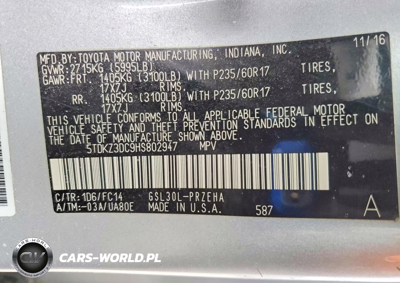 2017 Toyota Sienna Le VIN:5TDKZ3DC9HS802947 - 14