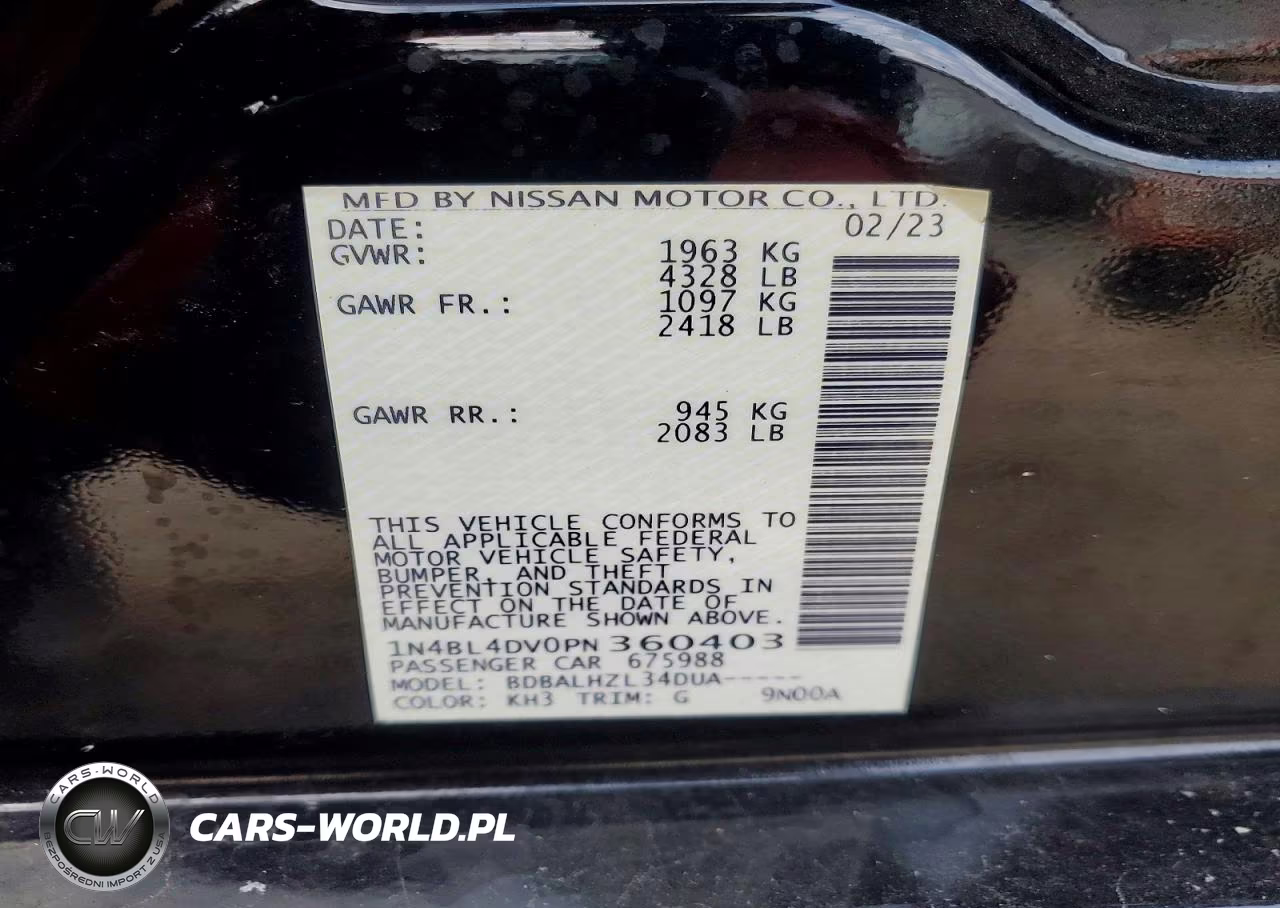 2023 Nissan Altima 2.5 Sv VIN:1N4BL4DV0PN360403 - 13