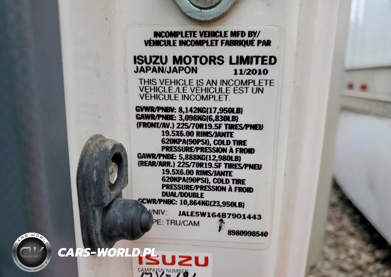 2011 Isuzu Nqr Box Truck VIN:JALE5W164B7901443 - 13