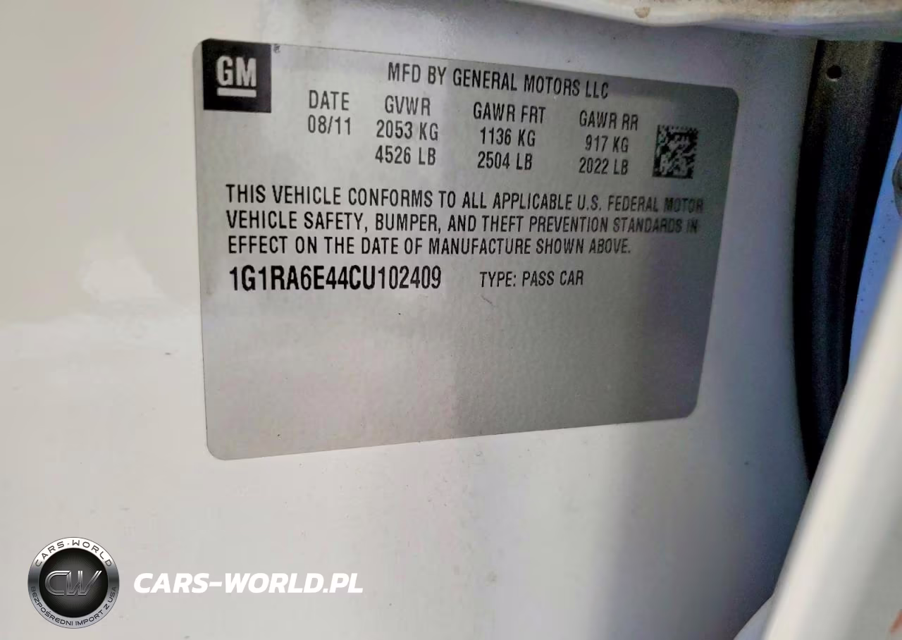 2012 Chev Volt VIN:1G1RA6E44CU102409 - 12