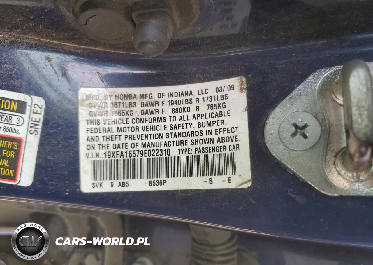 2009 Honda Civic Lx VIN:19XFA16579E022310 - 13
