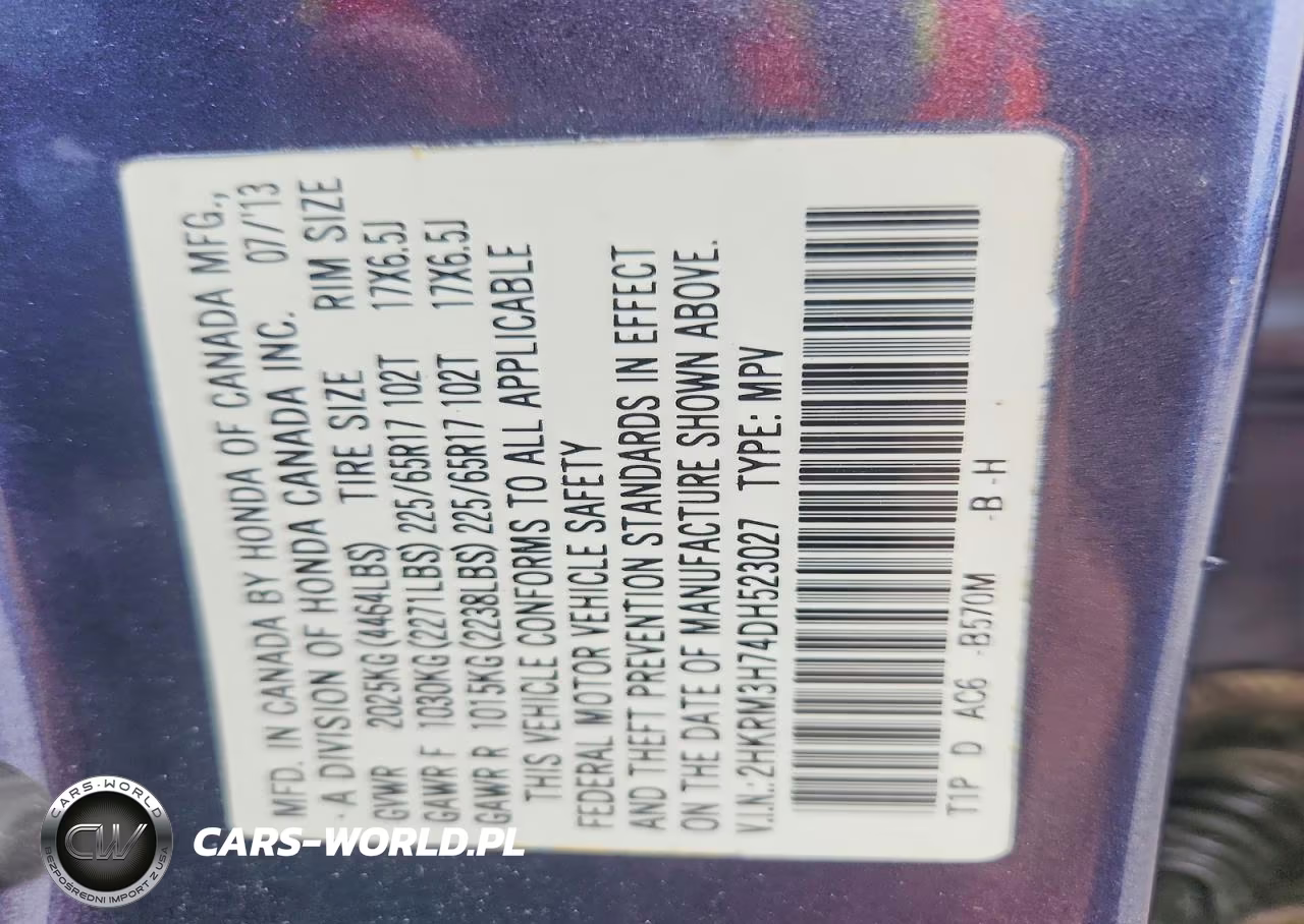 2013 Honda Cr-V Exl VIN:2HKRM3H74DH523027 - 12