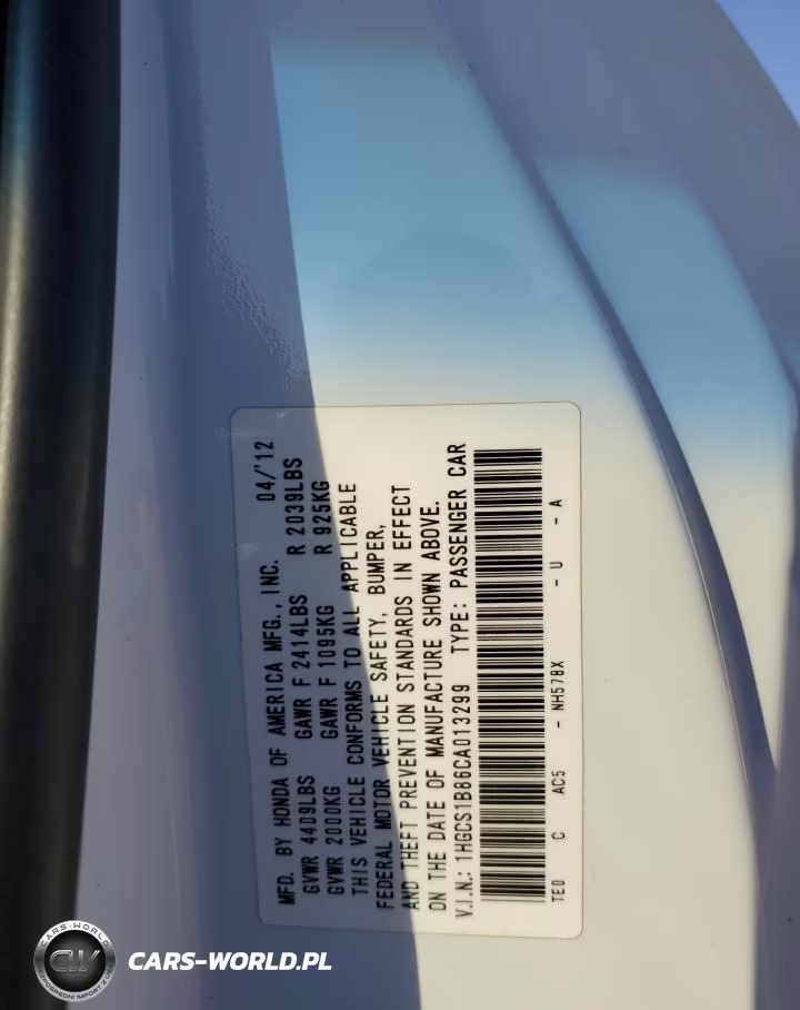 2012 Honda Accord Exl VIN:1HGCS1B86CA013299 - 12
