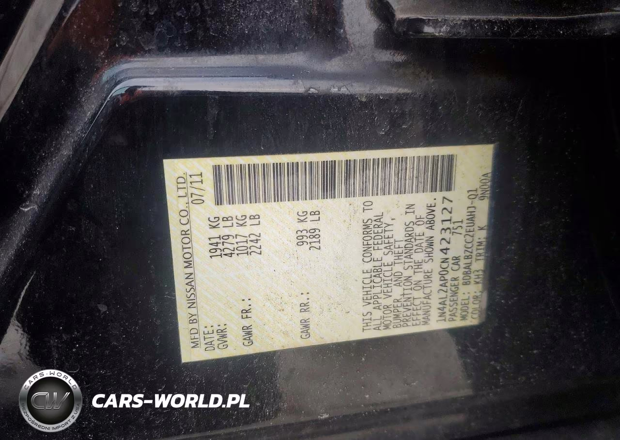 2012 Nissan Altima 2.5 VIN:1N4AL2AP0CN423127 - 12